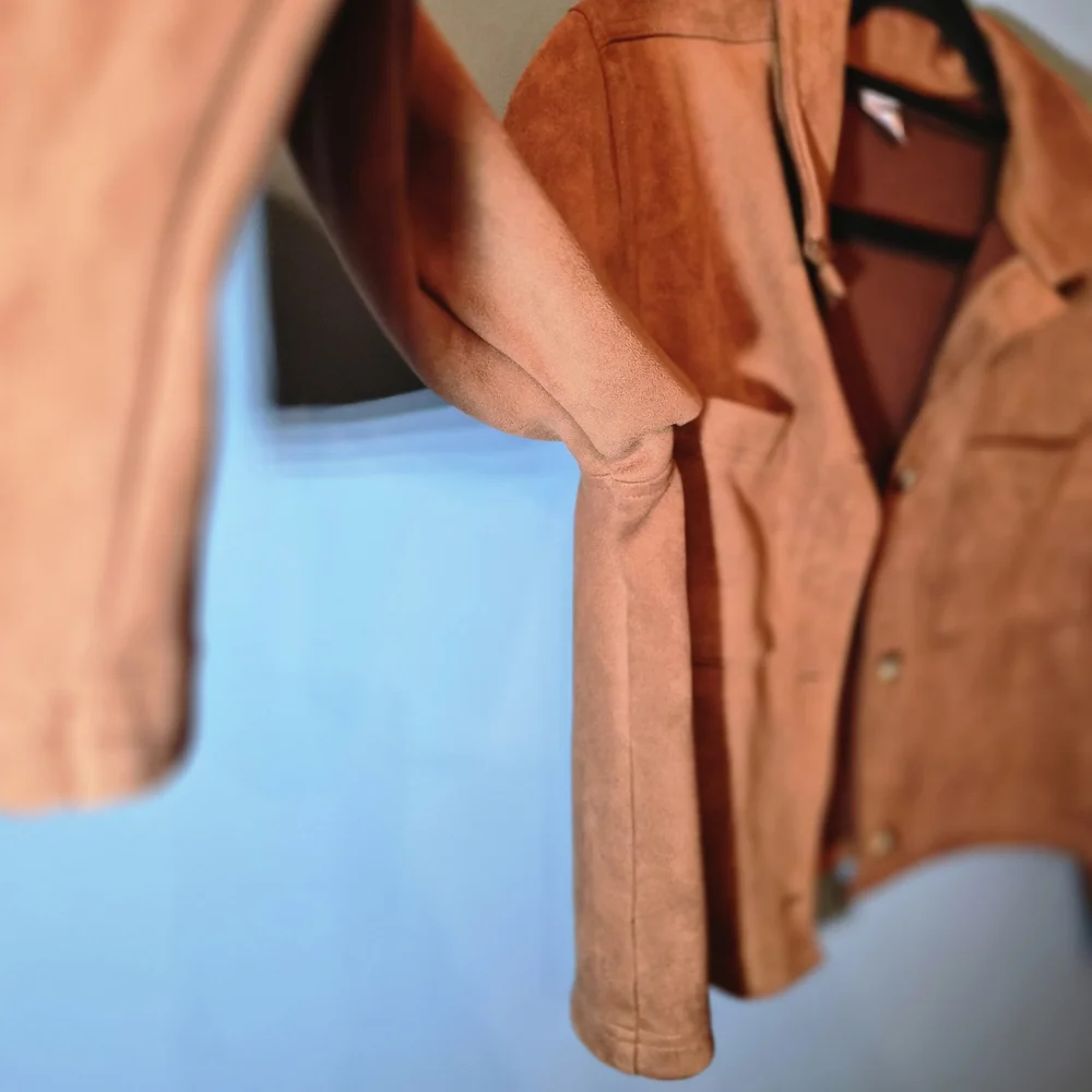 Women's Orange Suede Jacket - Picture 4 of 7